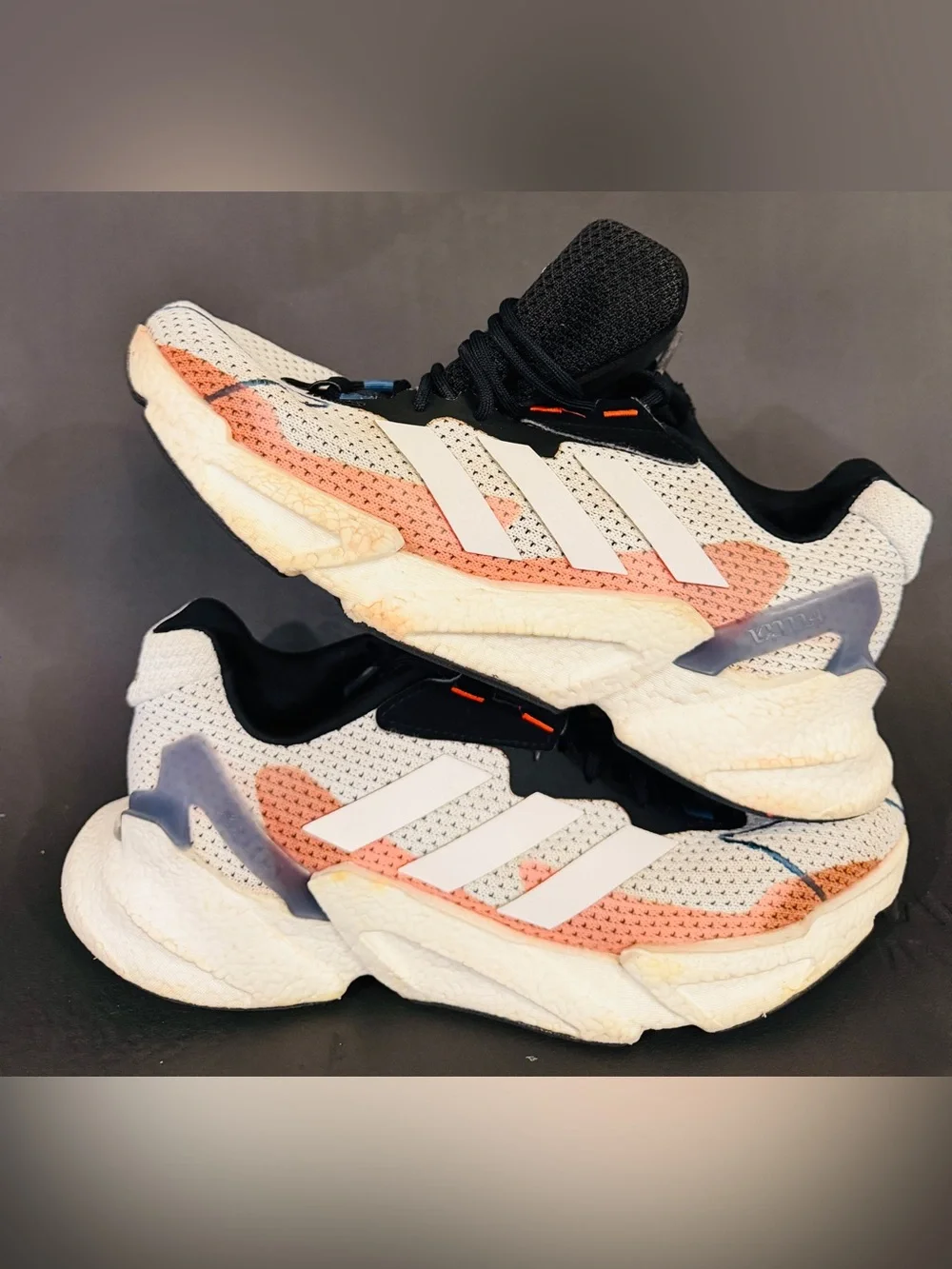 adidas White, Black & Coral Mesh Athletic Sneakers
